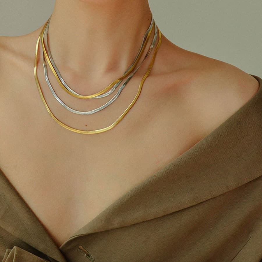 Vòng cổ đeo hai lớp thép titan dễ phối cá tính HOT GIRL Âu Mỹ, Dây Chuyền đồng bằng Instagram cho nữ, Dây Chuyền xương rắn, Dây Chuyền lưỡi dao, Dây Chuyền xương đòn-duoc-ban-tai-Nhập Hàng Giá Tốt