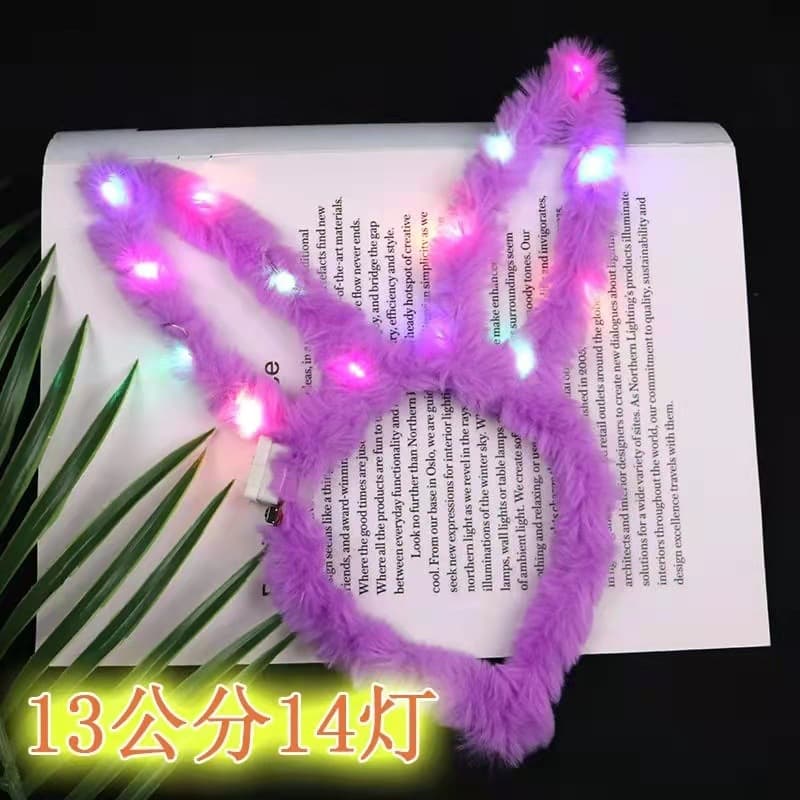 14 đèn phát sáng tai thỏ sang trọng Đèn LED băng đô trẻ em cô gái kéo dài nhấp nháy thắng cảnh chợ đêm đồ chơi-duoc-ban-tai-Nhập Hàng Giá Tốt