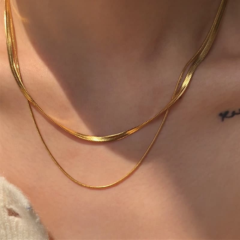Vòng cổ đeo hai lớp thép titan dễ phối cá tính HOT GIRL Âu Mỹ, Dây Chuyền đồng bằng Instagram cho nữ, Dây Chuyền xương rắn, Dây Chuyền lưỡi dao, Dây Chuyền xương đòn-duoc-ban-tai-Nhập Hàng Giá Tốt