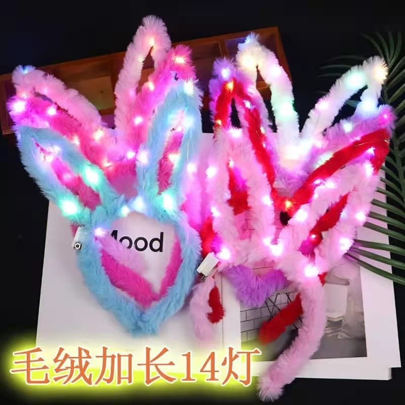 14 đèn phát sáng tai thỏ sang trọng Đèn LED băng đô trẻ em cô gái kéo dài nhấp nháy thắng cảnh chợ đêm đồ chơi-duoc-ban-tai-Nhập Hàng Giá Tốt